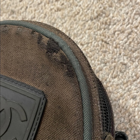 CHANEL Vintage Rare COCO Mark Sports Line Crossbody Sling Bag Canvas Brown Green - Picture 8 of 13